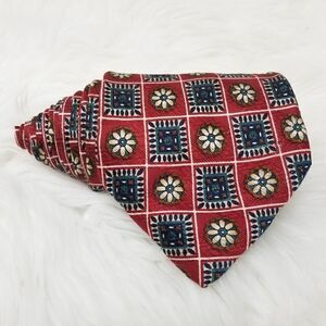 Brooks Brothers Necktie Block Check Floral Red